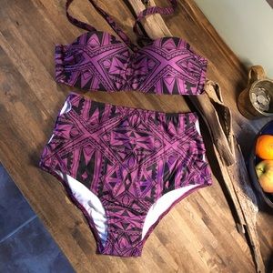 High Waist Bikini Set - Bohemian Print - size xl